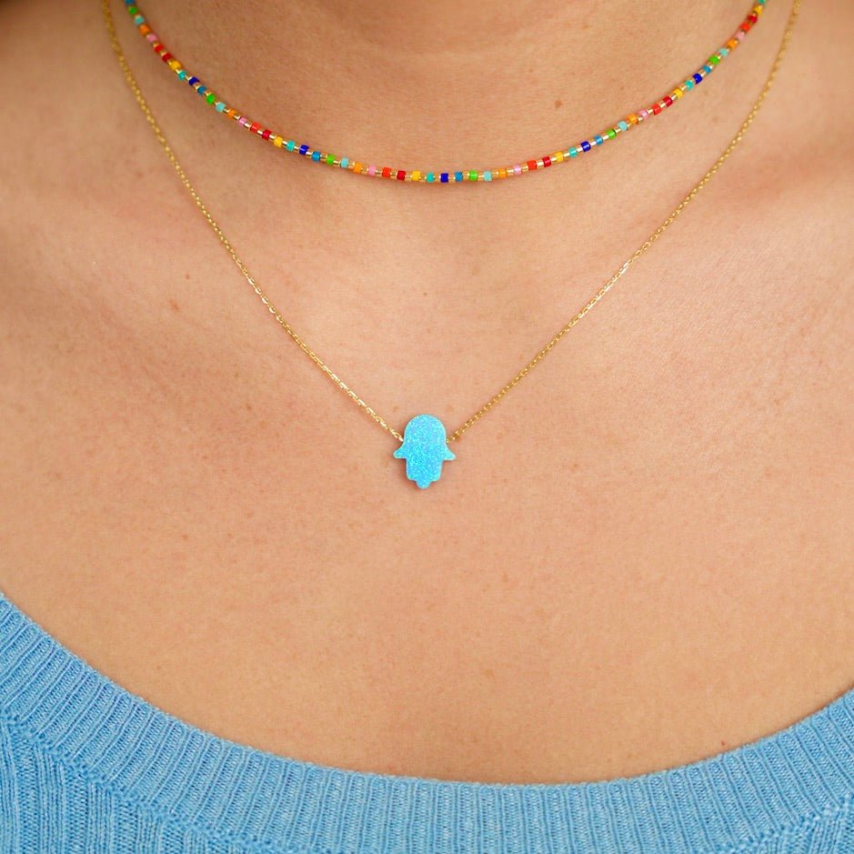 "Fatimas Hand Opal" Halskette blau - ONYA